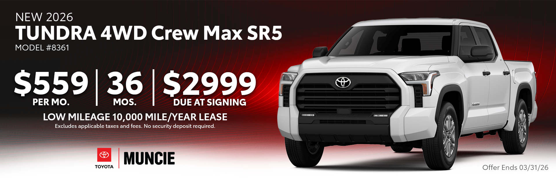 2026 TUNDRA 4WD Crew Max SR5 Lease