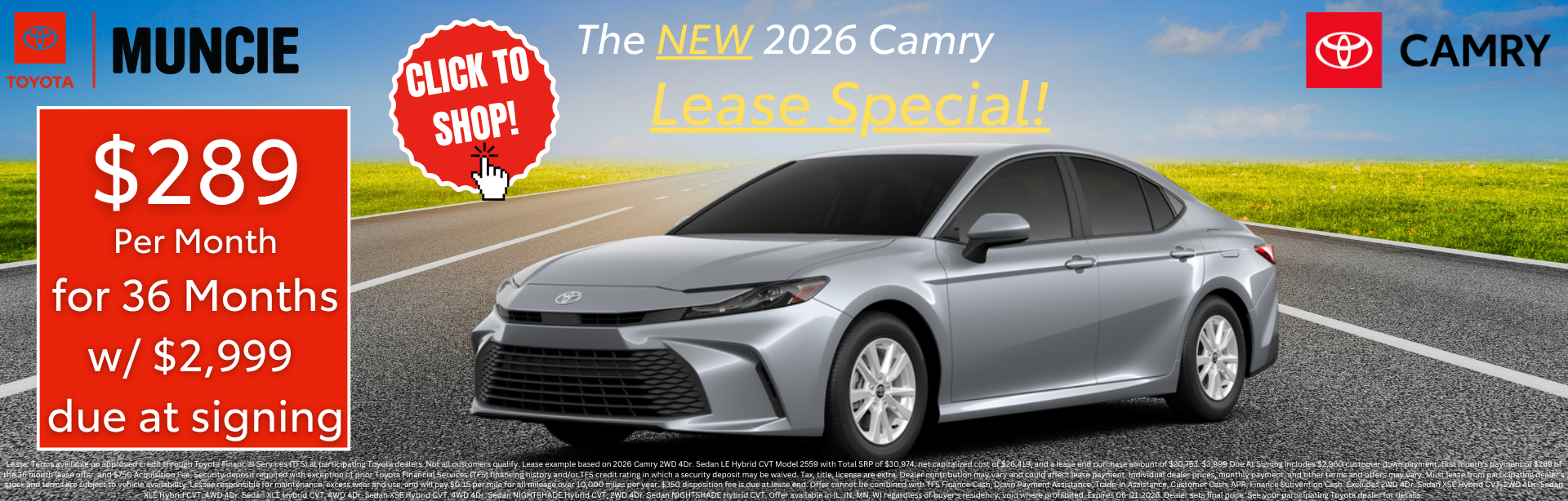 Lease the NEW Camry at Toyota of Muncie!