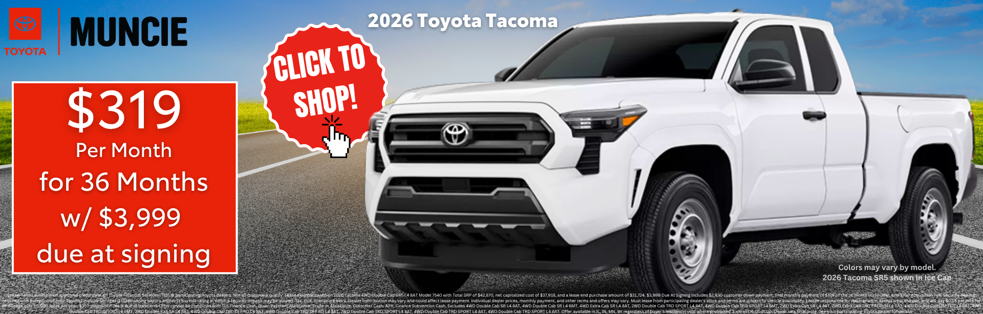 Lease the NEW Tacoma at Toyota of Muncie!