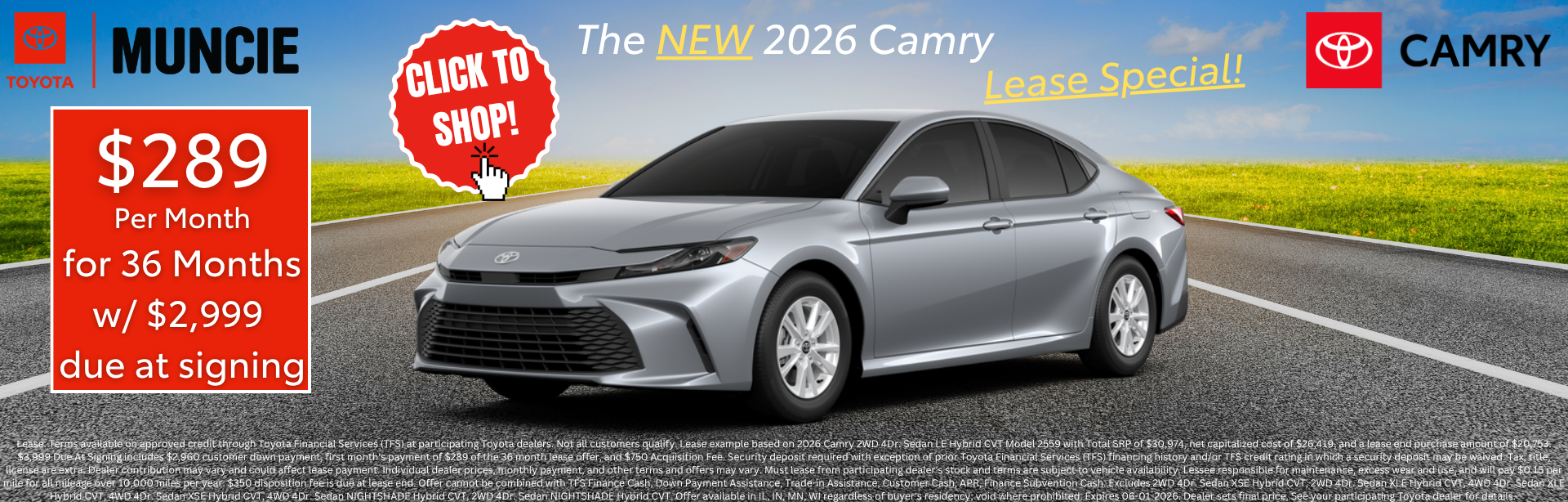 Lease the NEW Camry at Toyota of Muncie!