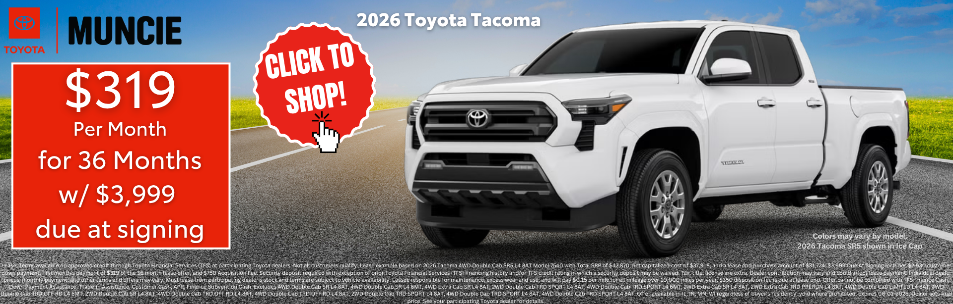 Lease the NEW Tacoma at Toyota of Muncie!