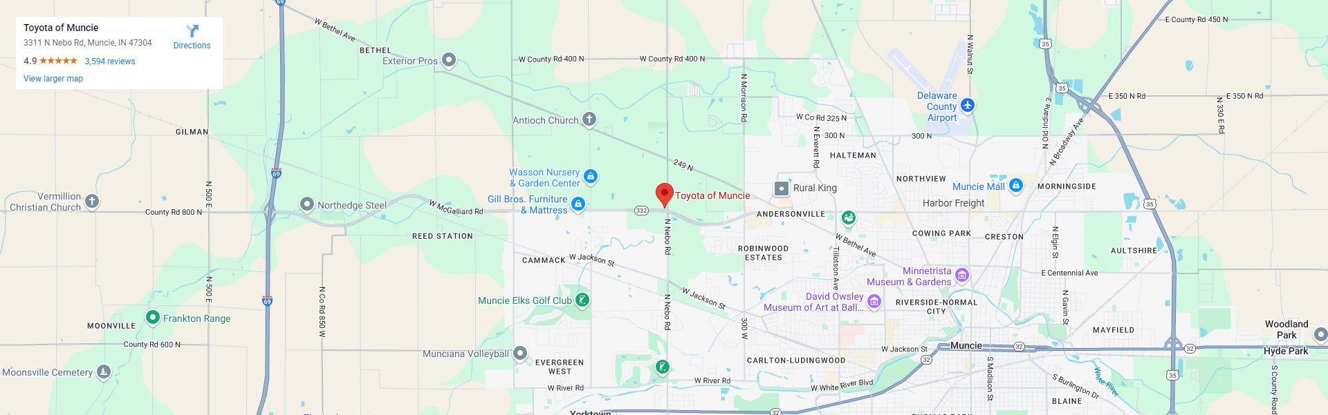 Toyota of Muncie Homepage Map